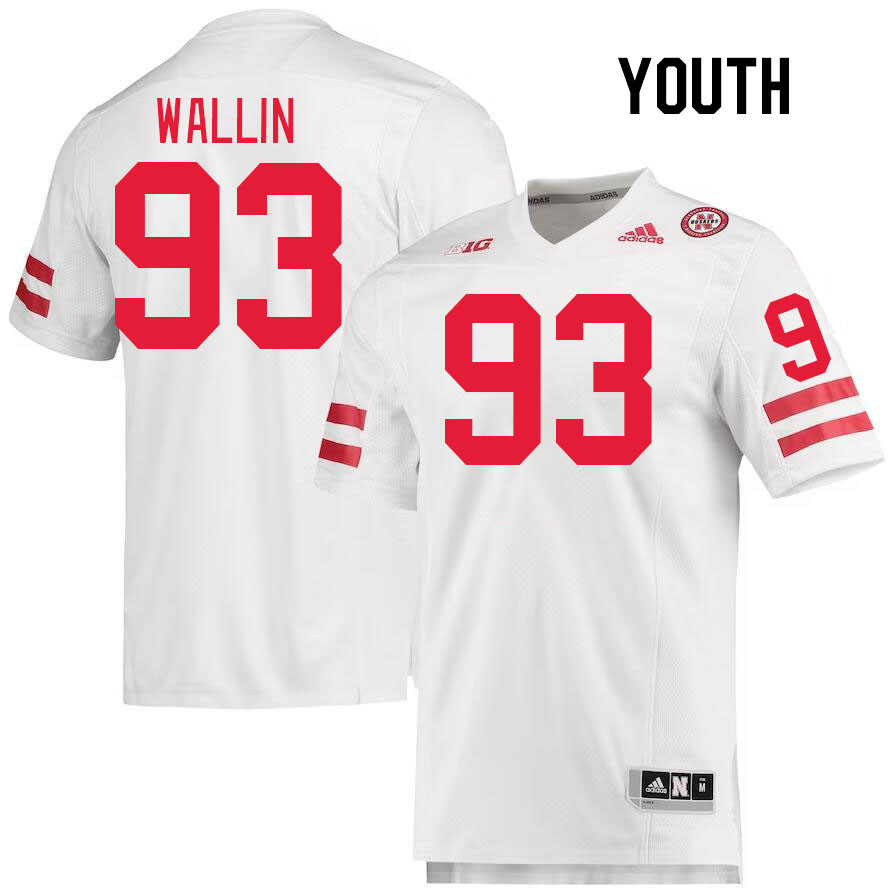Youth #93 Kai Wallin Nebraska Cornhuskers College Football Jerseys Stitched Sale-White